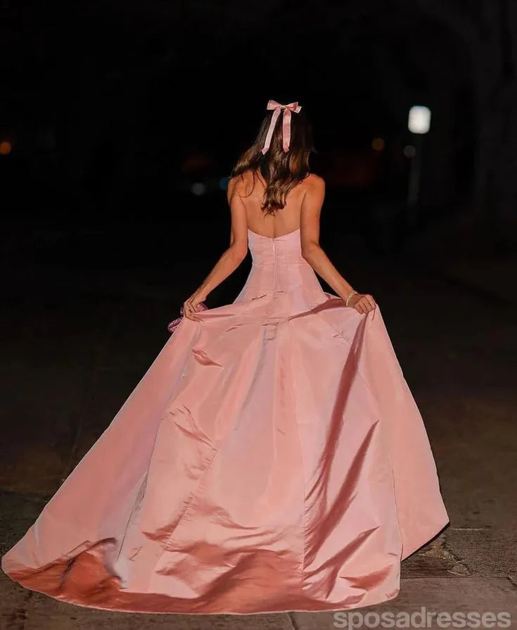 Gorgeous Pink A-line Strapless Long Party Prom Dresses Ideas,Evening Gowns,13898