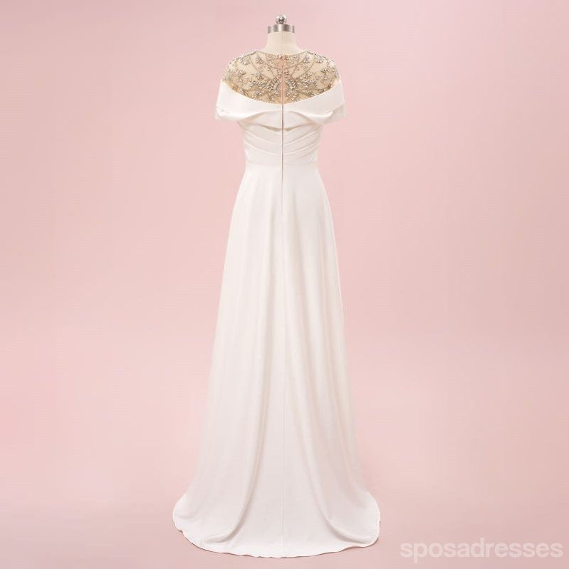 Elegant Ivory A-line With Beading Maxi Long Party Prom Dresses,Evening Dress,13525