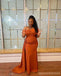 Sexy Burnt Orange Mermaid Off Shoulder Maxi Long Bridesmaid Dresses,WG1769