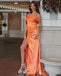 Sexy Orange Mermaid Side Slit Maxi Long Party Prom Dresses,Evening Gowns,13578