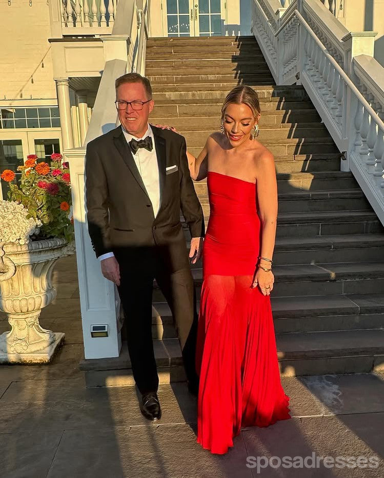 Sexy Red Mermaid Strapless Long Party Prom Dresses Ideas,Evening Gowns,13801