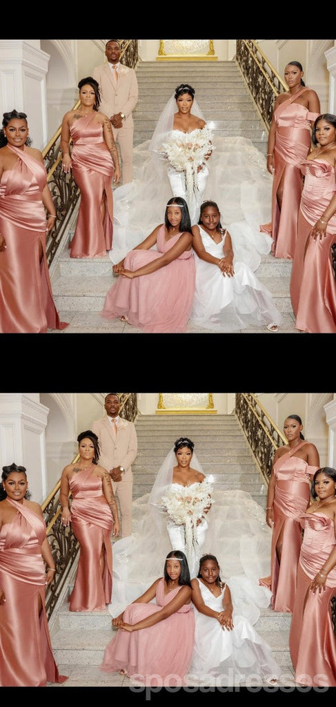 Mismatched Mermaid Side Slit Maxi Long Bridesmaid Dresses,Party Dress, WG1896