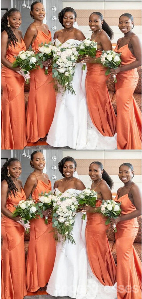 Sexy Mermaid Spaghetti Straps Maxi Long Bridesmaid Dresses For Wedding Party,WG1812