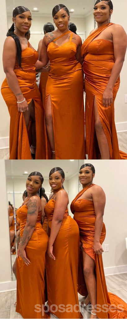 Mismatched Burnt Orange Mermaid Maxi Long Bridesmaid Dresses For Wedding,WG1783