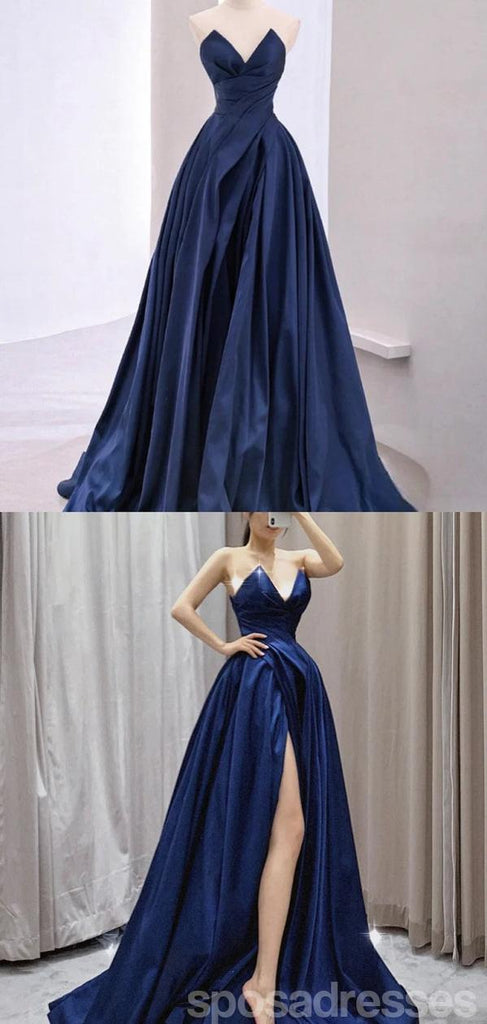 Gorgeous Blue A-line V-neck Long Party Prom Dresses Ideas,Evening Gowns,13900