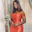 Sexy Burnt Orange Mermaid Off Shoulder Maxi Long Wedding Guest Bridesmaid Dresses,WG1743