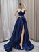 Gorgeous Blue A-line V-neck Long Party Prom Dresses Ideas,Evening Gowns,13900