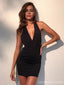 Sexy Black Sheath Halter Short Homecoming Dresses,Cheap Short Prom Dresses,CM949