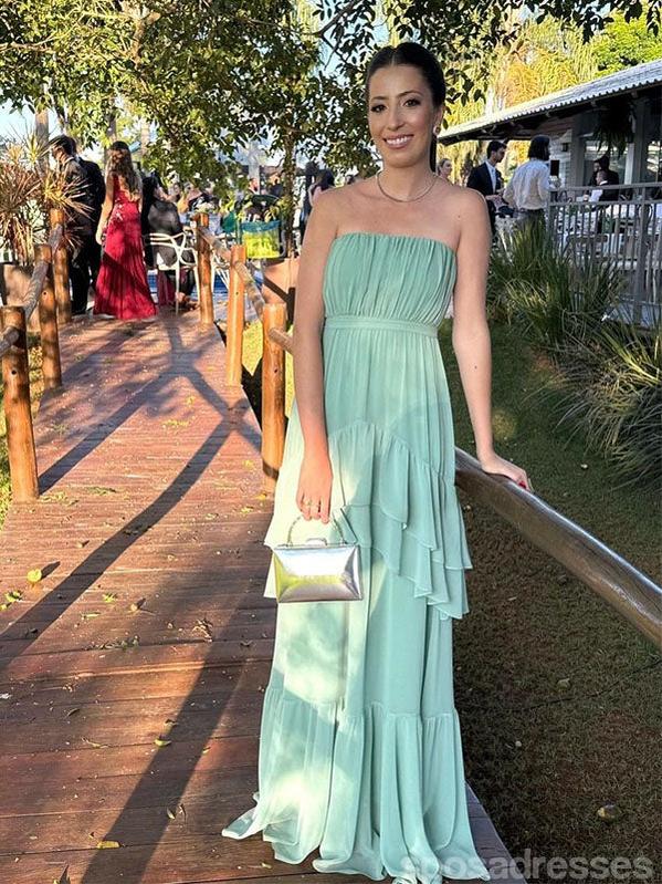 Elegant Blue A-line Strapless Long Party Prom Dresses Ideas,Evening Gowns,13894