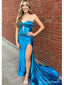 Sexy Blue Mermaid Side Slit Maxi Long Party Prom Dresses,Evening Dress,13406