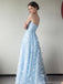 Gorgeous Blue A-line Floral Long Party Prom Dresses Ideas,Evening Gowns,13901