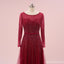 Elegant Burgundy A-line Jewel Maxi Long Party Prom Dresses,Evening Dress,13524