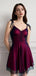 Sexy Black Red Spaghetti Straps Mini Short Prom Homecoming Dresses,Party Dress,CM1045