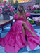 Gorgeous Hot Pink A-line Off Shoulder Long Party Prom Dresses Ideas,Evening Gowns,13899