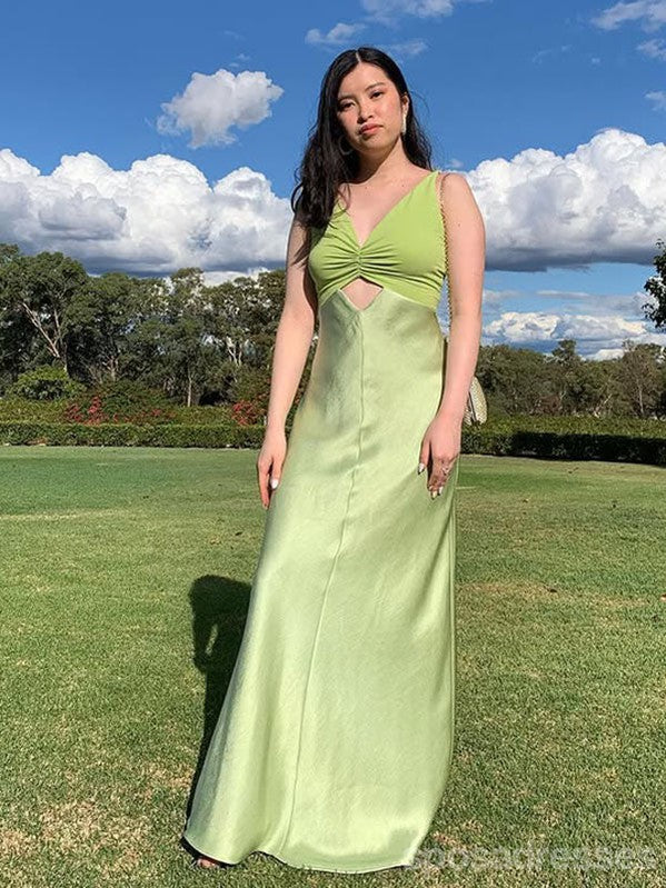 Sexy Green V-neck Long Party Prom Dresses Ideas,Evening Gowns,13827