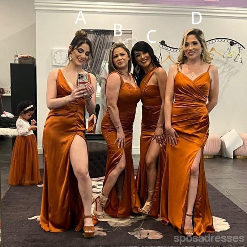 Mismatched Burnt Orange Mermaid Maxi Long Bridesmaid Dresses For Wedding,WG1788