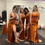 Mismatched Burnt Orange Mermaid Maxi Long Bridesmaid Dresses For Wedding,WG1788