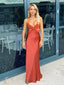 Sexy Rust Sheath Spaghetti Straps Long Party Prom Dresses Ideas,Evening Gowns,13893
