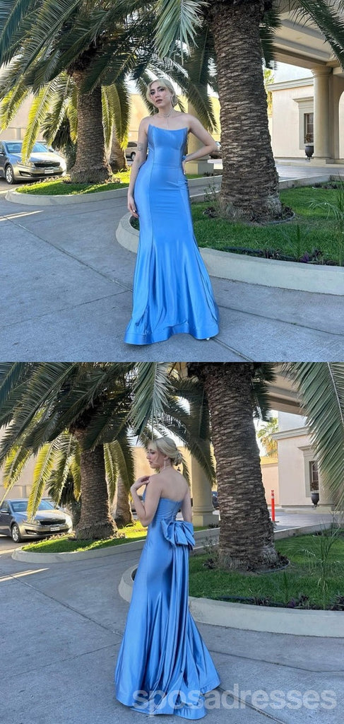 Sexy Blue Mermaid Strapless Long Party Prom Dresses Ideas,Evening Gowns,13647