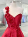 Red A-line Floral One Shoulder Short Homecoming Dresses,Short Prom Dresses,CM959