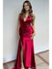 Sexy Red Mermaid V-neck Side Slit Long Party Prom Dresses Ideas,Evening Gowns,13892