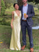 Sexy Yellow Sheath V-neck Long Party Prom Dresses Ideas,Evening Gowns,13769