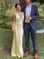 Sexy Yellow Sheath V-neck Long Party Prom Dresses Ideas,Evening Gowns,13769