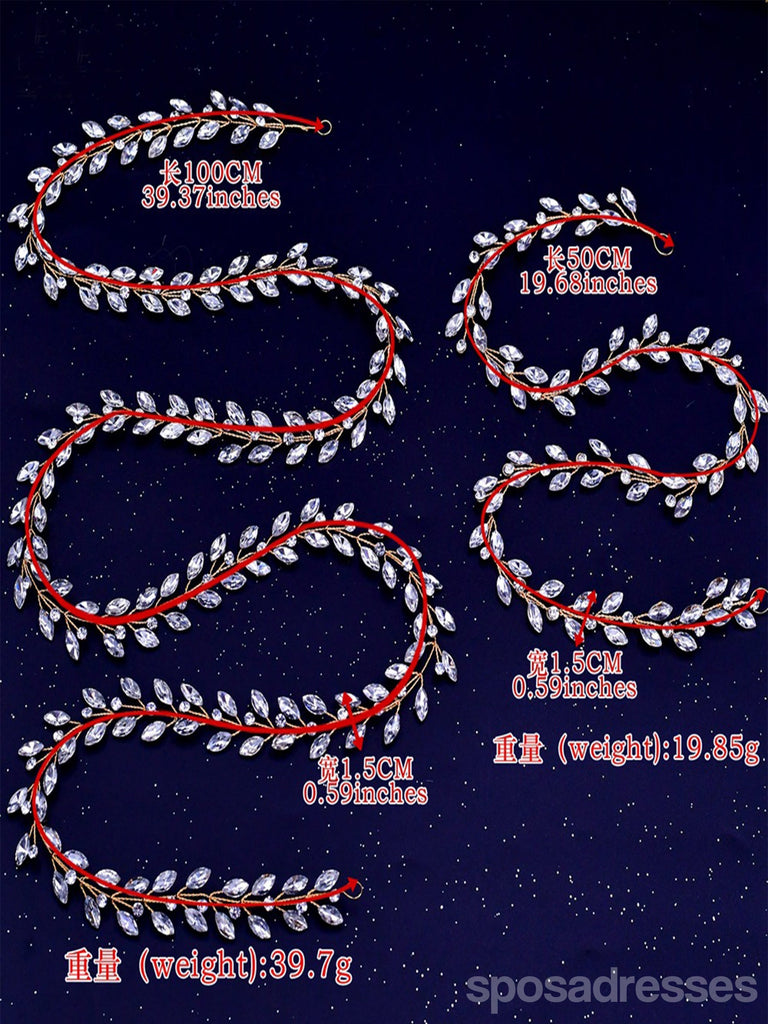 Sparkly Handmade Rhinestone Long Chain Judgment Headwear Extended Hair Band, HP394