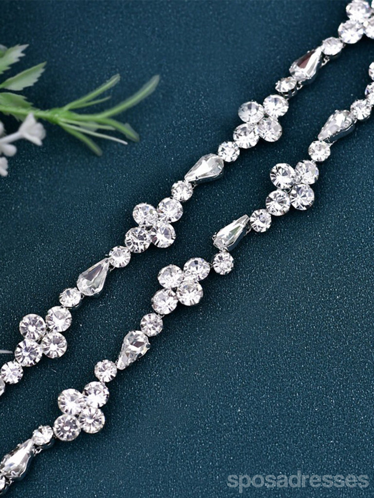 Simple Sparkly Beaded Thin Brides Sash For Wedding,S305