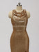 Gold Sequin See Through Halter Mermaid Long  Bridesmaid Dresses Online, WG598