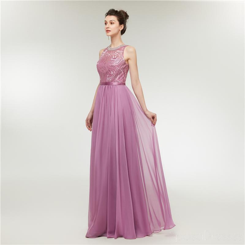 Jewel Purple Beaded Cheap Long Evening Prom Dresses, Evening Party Prom Dresses, 12001