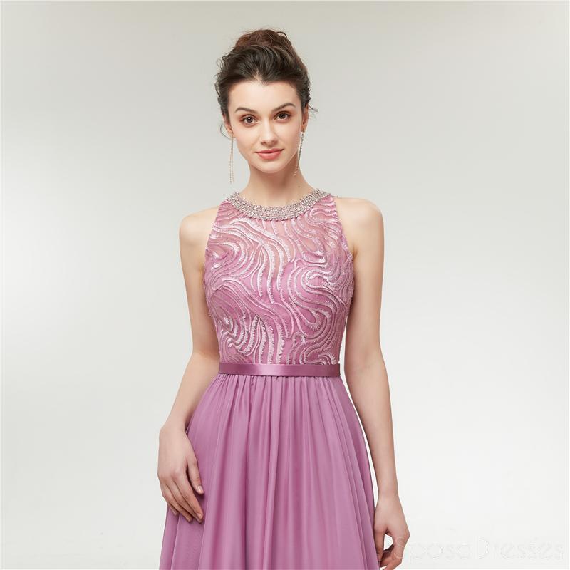 Jewel Purple Beaded Cheap Long Evening Prom Dresses, Evening Party Prom Dresses, 12001