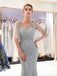 Silver Rhinestone Beaded Mermaid Evening Prom Dresses, Evening Party Prom Dresses, 12031