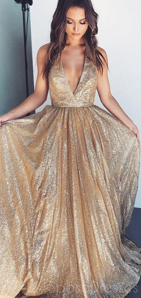 Simple Deep V Neck Sleeveless Cheap Prom Dresses, Sweet 16 Prom Dresses, 12412