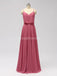 Spaghetti Straps Dusty Pink Chiffon Long Cheap Bridesmaid Dresses Online, WG600