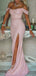 Mermaid Off Shoulder Side Slit Cheap Prom Dresses, Sweet 16 Prom Dresses, 12422