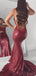 Mermaid V Neck Spaghetti Straps Long Prom Dresses, Sweet 16 Prom Dresses, 12425