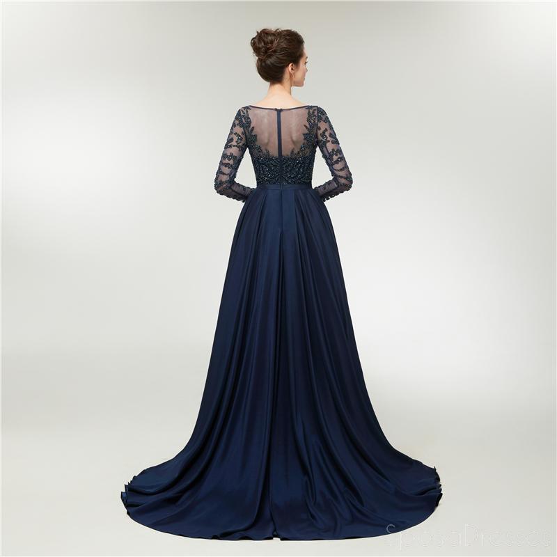 Long Sleeves Heavily Beaded Cheap Long Evening Prom Dresses, Evening Party Prom Dresses, 12004
