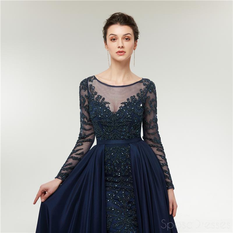 Long Sleeves Heavily Beaded Cheap Long Evening Prom Dresses, Evening Party Prom Dresses, 12004