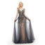 Grey V Neck Open Back Beaded A-line Evening Prom Dresses, Evening Party Prom Dresses, 12050