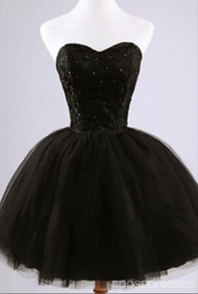 Formal lace little black dress, short homecoming prom dresses, CM0024