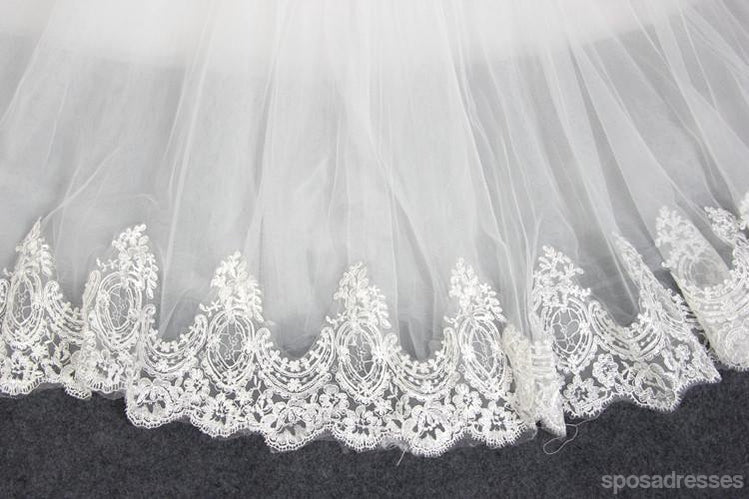 Strapless A line Tulle Wedding Dresses,  2018 Lace Custom Wedding Gowns, 18004