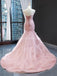 Sweetheart Mermaid Peach Ruffles Flower Evening Prom Dresses, Evening Party Prom Dresses, 12256