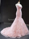Sweetheart Mermaid Peach Ruffles Flower Evening Prom Dresses, Evening Party Prom Dresses, 12256