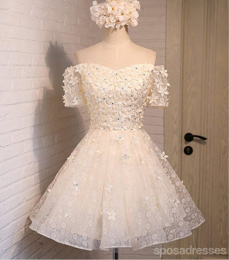 Off Shoulder Lace Beaded Homecoming Prom Dresses, Affordable Short Party Prom Dresses, Perfect Homecoming Dresses, CM277