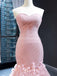 Sweetheart Mermaid Peach Ruffles Flower Evening Prom Dresses, Evening Party Prom Dresses, 12256