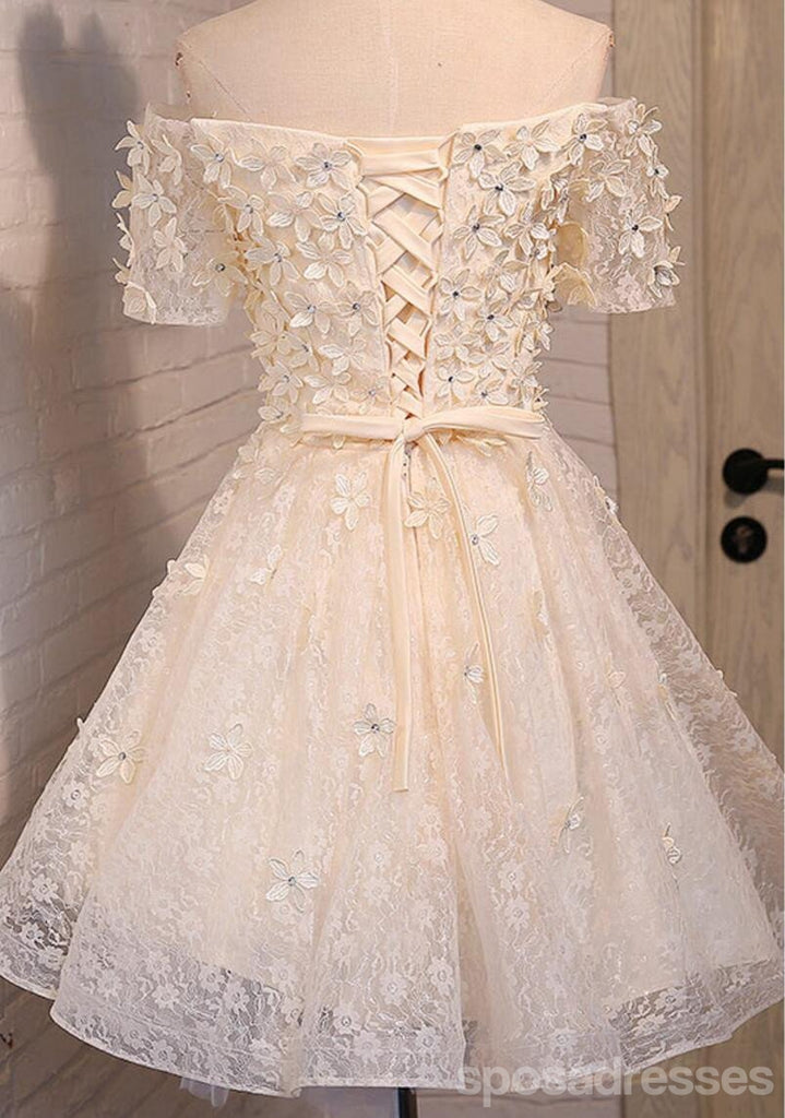 Off Shoulder Lace Beaded Homecoming Prom Dresses, Affordable Short Party Prom Dresses, Perfect Homecoming Dresses, CM277
