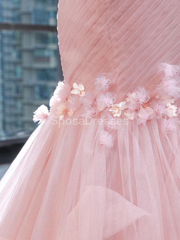 Sweetheart Mermaid Peach Ruffles Flower Evening Prom Dresses, Evening Party Prom Dresses, 12256