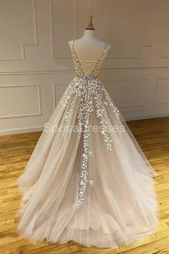 Lace Applique A-line Evening Prom Dresses, Evening Party Prom Dresses, 12274