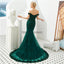 Emerald Green Lace Applique Mermaid Evening Prom Dresses, Evening Party Prom Dresses, 12128